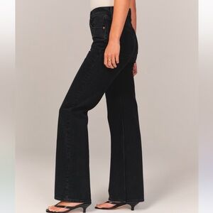 Abercrombie & Fitch Black 90s Relaxed High Rise Straight Leg Denim Jeans (Long)
